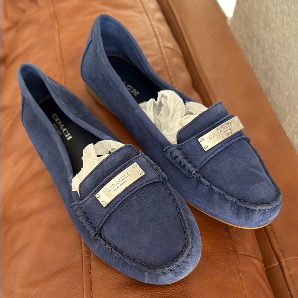 Coach Frederica Blue Suede Loafers Women’s Size 6.5B
